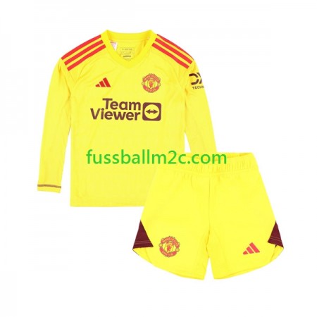Fußballtrikots Manchester United Torwart Kinder Heim Trikotsatz 2023-2024 Langarm